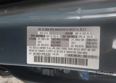 2023 Mazda Cx-30 2.5 Turbo Premium z USA, uszkodzony, nr VIN 3MVDMBDY2PM538366